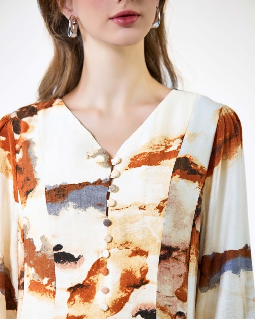 SIXDO G-Brown Woven Loose Dress